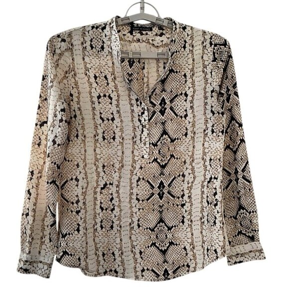 Violet & Claire Tops - Violet & Claire Animal Print Blouse Top Long Sleeve Brown Cream Size Small